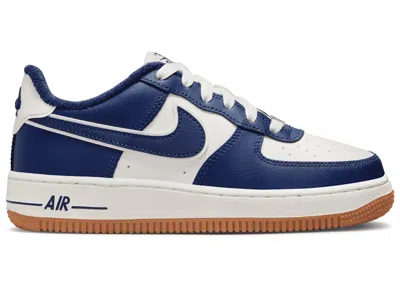 Pre-owned Nike Air Force 1 Low '07 Lv8 College Pack Sneakers In Sail/gum Medium Brown/midnight Navy Blue In Multi
