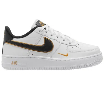 Pre-owned Nike Air Force 1 Low '07 Lv8 Double Swoosh Sneakers In White/black/metallic Gold