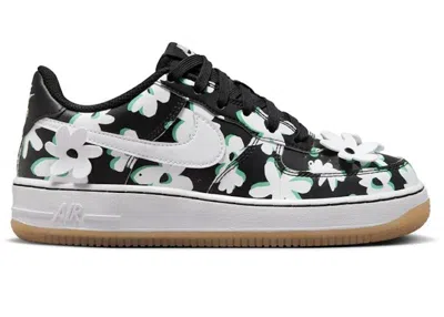 Pre-owned Nike Air Force 1 Low '07 Lv8 Flowers Sneakers In Black/spring Green/gum Light Brown