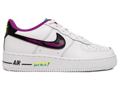 Pre-owned Nike Air Force 1 Low '07 Lv8 Just Do It! Sneakers In White/black/vivid Purple