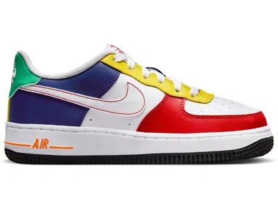 Pre-owned Nike Air Force 1 Low '07 Lv8 Rubik's Cube Sneakers In University Red/deep Royal Blue/opti Yellow