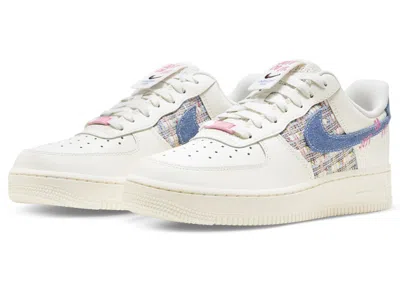 Pre-owned Nike Air Force 1 Low '07 Lx Denim Swoosh Boucle (women's) Sneakers In Sail/blue Whisper/pale Ivory