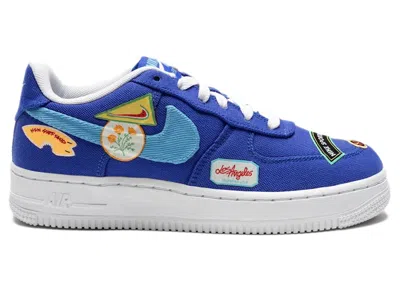 Pre-owned Nike Air Force 1 Low '07 Prm Los Angeles Patched Up Sneakers In Racer Blue/university Blue/white
