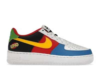 Pre-owned Nike Air Force 1 Low '07 Qs Uno Sneakers In White/university Gold/university Red In Multi