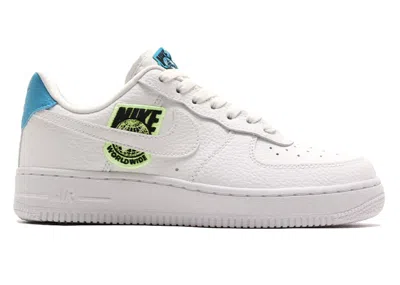 Pre-owned Nike Air Force 1 Low '07 Worldwide Pack Blue (women's) Sneakers In White/volt/laser Blue