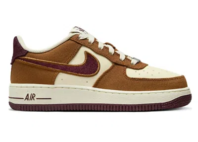 Pre-owned Nike Air Force 1 Low Burgundy Crush Sneakers In Light British Tan/coconut Milk/gum Dark Brown