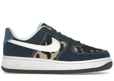 Pre-owned Nike Air Force 1 Low Cheetah Blue Denim (women's) Sneakers In Blue Void/sail/baroque Brown