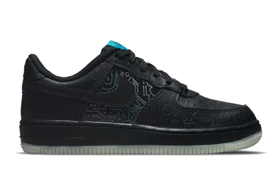Pre-owned Nike Air Force 1 Low Computer Chip Space Jam Sneakers In Black/light Blue Fury