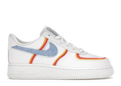 Pre-owned Nike Air Force 1 Low Denim Swoosh (women's) Sneakers In Sail/light Armory Blue/chili Red
