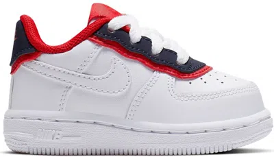Pre-owned Nike Air Force 1 Low Double Layer Red Sneakers In White/obsidian/university Red