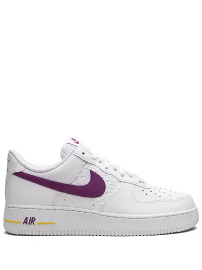 Nike Air Force 1 Low Emb "bold Berry Lakers" Sneakers In White/bold Berry