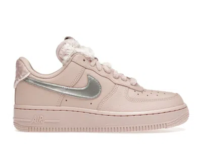 Pre-owned Nike Air Force 1 Low Faux Sherpa Fur (women's) Sneakers In Pink Oxford/cedar/metallic Silver In Multi