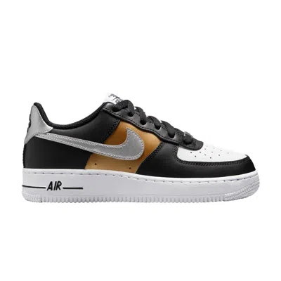 Pre-owned Nike Air Force 1 Low Gs 'black Gold Metallic Silver' | Kid's Size 2