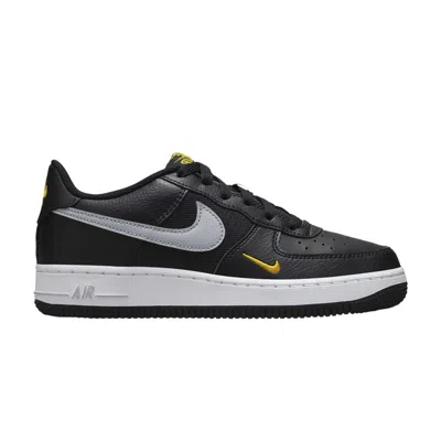 Pre-owned Nike Air Force 1 Low Gs 'black Wolf Grey Gold Mini Swoosh' | Kid's Size 6.5