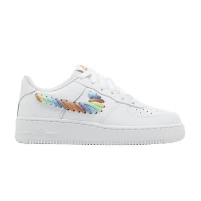 Pre-owned Nike Air Force 1 Low Gs 'rainbow Lace Swoosh' | White | Kid's Size 2