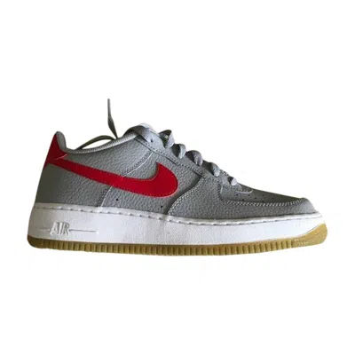 Pre-owned Nike Air Force 1 Low Gs 'wolf Grey Red' | Kid's Size 5 In Gray