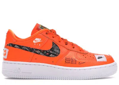 Pre-owned Nike Air Force 1 Low Just Do It Pack Orange Sneakers In White/total Orange/black