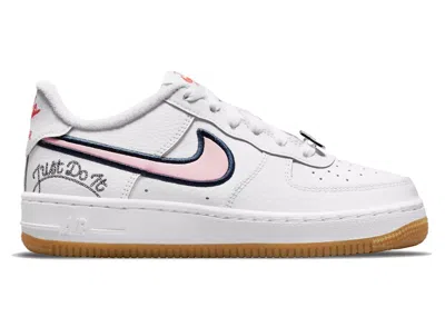 Pre-owned Nike Air Force 1 Low Lv8 Just Do It Pink Glaze Sneakers In White/chile Red/gum Light Brown