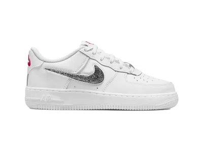 Pre-owned Nike Air Force 1 Low Lv8 Metallic Silver Sneakers In White/black/very Berry
