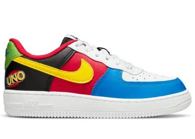 Pre-owned Nike Air Force 1 Low Lv8 Qs Uno Sneakers In White/university Red/game Royal In Multi