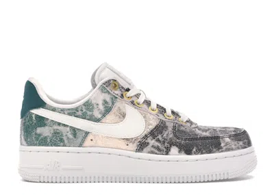 Pre-owned Nike Air Force 1 Low Metallic Leather (women's) Sneakers In Summit White/oil Grey/bio Beige