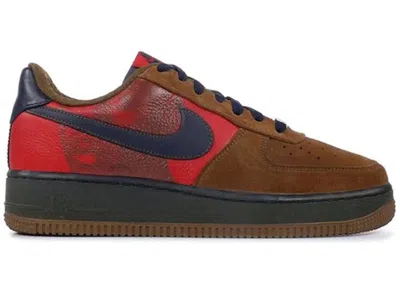 Pre-owned Nike Air Force 1 Low New Six Vince Carter Sneakers In Dark Khaki/obsidian/varsity Red