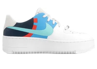 Pre-owned Nike Air Force 1 Low Sage Blue (women's) Sneakers In White/red/light
