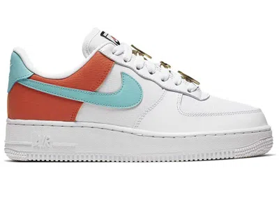 Pre-owned Nike Air Force 1 Low Se Basketball Pins (women's) Sneakers In White/light Aqua/cosmic Clay