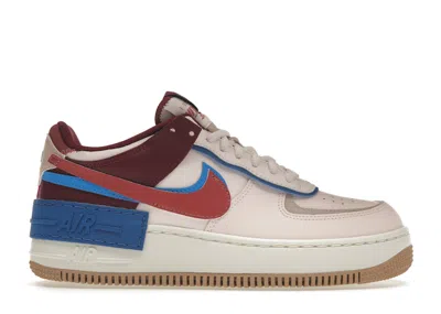 Pre-owned Nike Air Force 1 Low Shadow Blue (women's) Sneakers In Light Soft Pink/fossil Stone/team Red