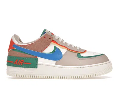 Pre-owned Nike Air Force 1 Low Shadow Green (women's) Sneakers In Sail/signal Blue/green Noise