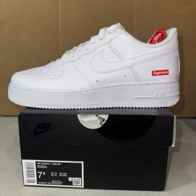 Pre-owned Nike Air Force 1 Low Supreme White [cu9225-100] Men Size 7.5 Brand Ds