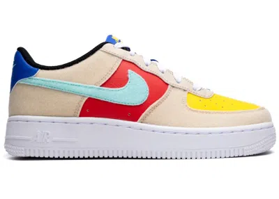 Pre-owned Nike Air Force 1 Low Velcro Sneakers In Sanddrift/emerald Rise/track Red