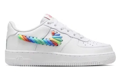 Pre-owned Nike Air Force 1 Low White Rainbow Lace Swoosh (gs) In White/multi-color/terra Blush