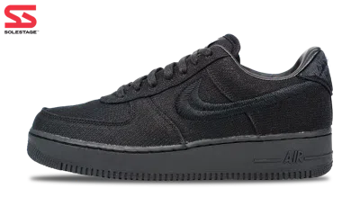 Pre-owned Nike Air Force 1 Low X Stussy Triple Black 2020 (cz9084-001) Men's Size 5-14