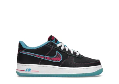 Pre-owned Nike Air Force 1 Lv8 1 Miami Nights Sneakers In Black/fireberry/light Blue Fury