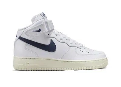 Pre-owned Nike Air Force 1 Mid '07 Midnight Navy (women's) Sneakers In White/coconut Milk/metallic Gold In Multi