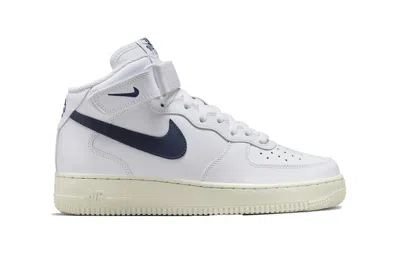 Pre-owned Nike Air Force 1 Mid '07 White Midnight Navy (women's) In White/coconut Milk/metallic Gold