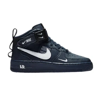 Pre-owned Nike Air Force 1 Mid Lv8 Gs 'overbranding' | Blue | Kid's Size 4