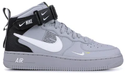 Pre-owned Nike Air Force 1 Mid Lv8 Overbrand Sneakers In Wolf Grey/white/black
