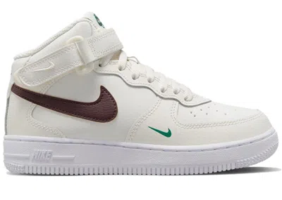 Pre-owned Nike Air Force 1 Mid Se 40th Anniversary Brown Basalt Sneakers In Sail/malachite/white