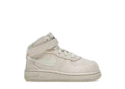 Pre-owned Nike Air Force 1 Mid Stussy Fossil Sneakers In Hemp