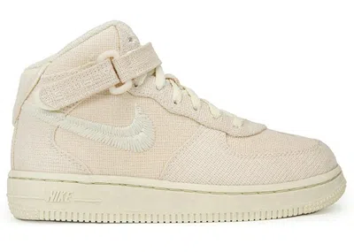 Pre-owned Nike Air Force 1 Mid Stussy Fossil Sneakers In Hemp