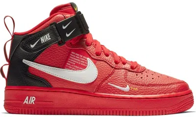 Pre-owned Nike Air Force 1 Mid Utility Sneakers In University Red/white/black In Multi