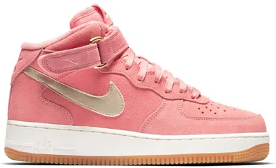Pre-owned Nike Air Force 1 Mid (women's) Sneakers In Bright Melon/metallic Gold Star/sail
