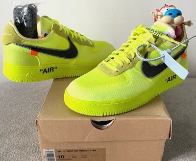Pre-owned Nike Air Force 1 Off-white Volt Black 10 Moma Ica Brooklyn Complex Mca 90 97 In Yellow