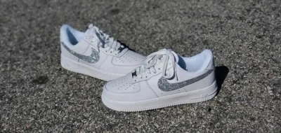 Pre-owned Nike Air Force 1 One Custom White Silver Size 7.5 Jordan Air Max Lebron