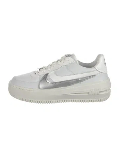 Pre-owned Nike Air Force 1 Plt.af.orm White Metallic Silver Chunky Sneakers