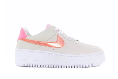 Pre-owned Nike Air Force 1 Sage Low Light Bone Hyper Crimson (women's) In Light Bone/hyper Crimson-white
