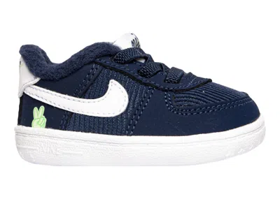 Pre-owned Nike Air Force 1 Se Crib Peace Sneakers In Midnight Navy Blue/lime Glow/white