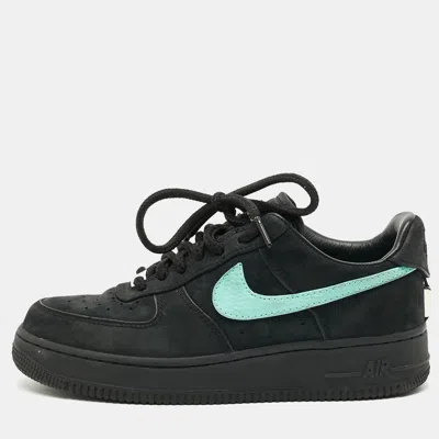 Pre-owned Nike Air Force 1 Tiffany & Co. 1837 Size 39 Black Suede Low Top Sneakers